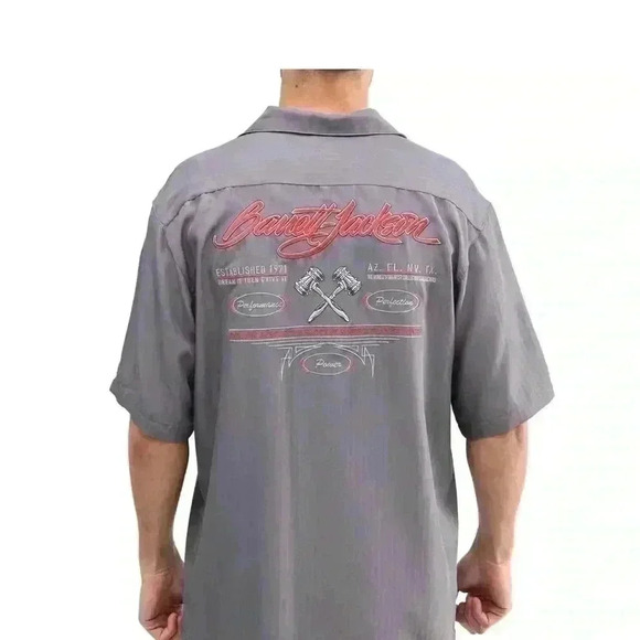 Men’s 50 th Auction Camp Shirt size3XL charcoal, gray in new like condition - Picture 2 of 6